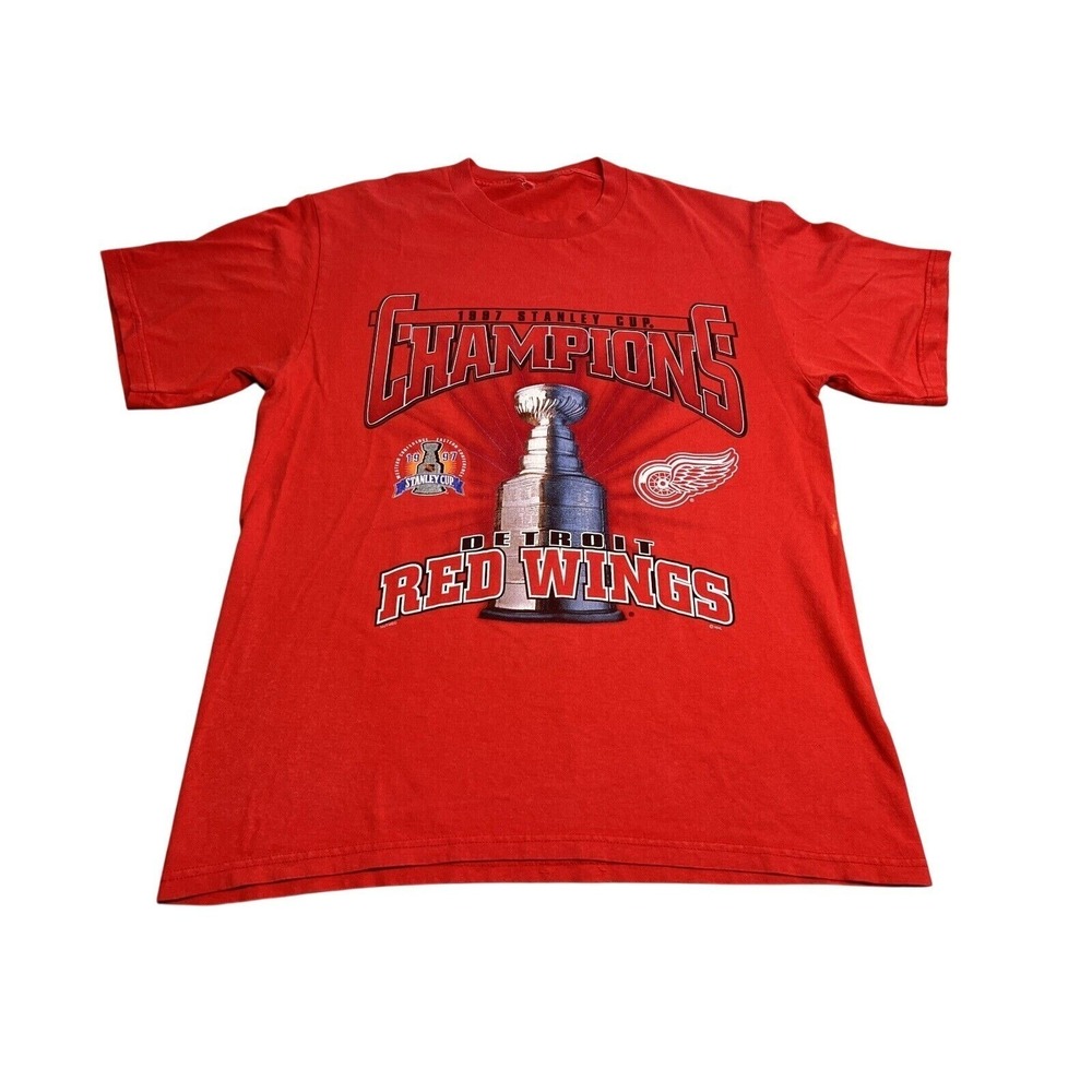 Vintage Detroit Red Wings T-Shirt 1997 Stanley Cup Champions Mens Large NHL 90s